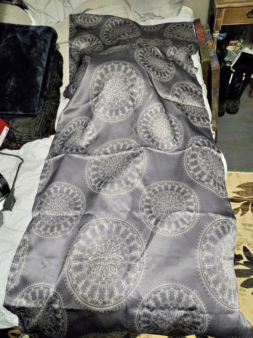 Mainstays Gray Medallion Blackout Curtain Panel Gray & White X 4 Panels.